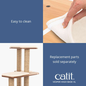 Catit Vesper High Base Cat Tree with Scratching Posts & Memory Foam Cushions