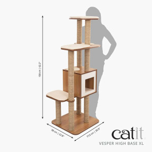 Catit Vesper High Base Cat Tree with Scratching Posts & Memory Foam Cushions