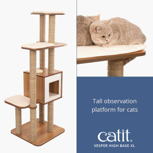 Catit Vesper High Base Cat Tree with Scratching Posts & Memory Foam Cushions