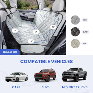 4Knines Dog Rear Seat Cover with Hammock Waterproof Car Seat Protector