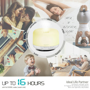 Rock White Wood 500ml Essential Oil Diffuser with Remote Control