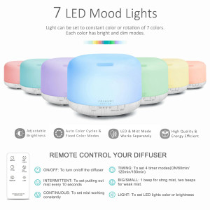 Rock White Wood 500ml Essential Oil Diffuser with Remote Control